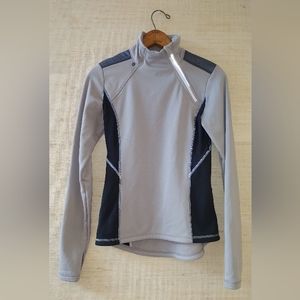 Lolë Grey and Black Long Sleeve Pullover with Funnel Neck and Thumb Holes (XS)